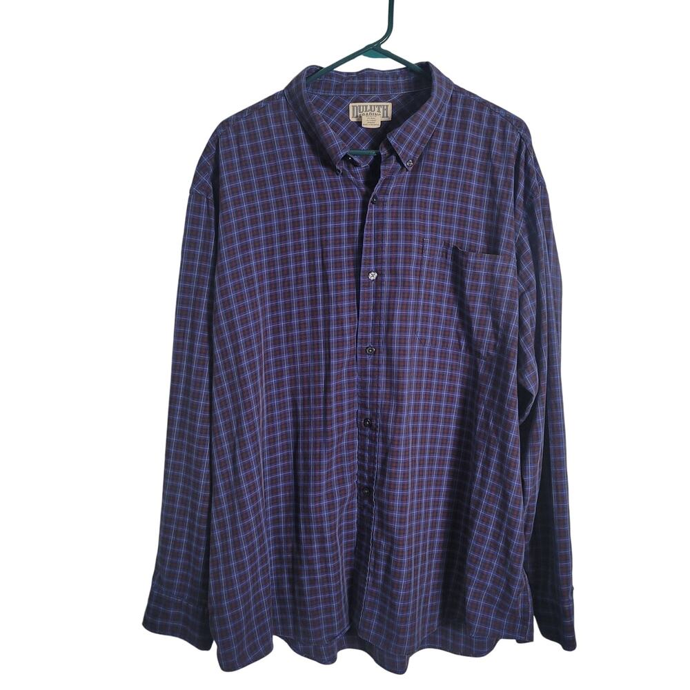 Duluth Trading Co Size 2XL Purple Plaid Button Up Wool Blend Knit Long‎ Sleeve